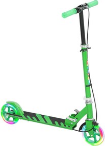AIYAPLAY Hulajnoga dla dzieci, podwójne hamulce, metalowa rama, podnóżek, składana, 3-8 lat, Zielony