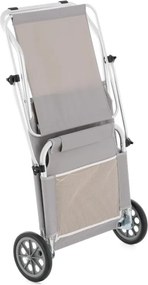 Składany leżak ogrodowy z kółkami i zadaszeniem, szary