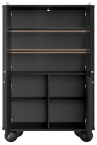 Witryna Vesper do salonu - czarny / złote uchwyty / nogi kule