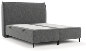 Szare tapicerowane łóżko dwuosobowe ze schowkiem 160x200 cm Draco – Maison de Rêve