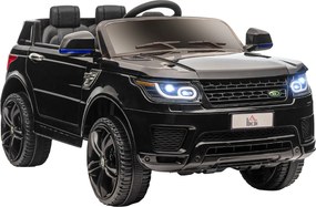 HOMCOM Elektryczny SUV dla dzieci z bezpiecznym pasem pilotem i funkcjami świetlnymi oraz muzycznymi Czarny pojazd do 5 kmh | Aosom PL