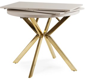 Stół Okrągły Rozkładany LUGO 90-190 cm Kaszmir/Złoty Glamour