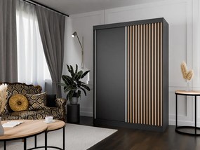 Szafa przesuwna ARTON 150 cm czarna z lamelami – nowoczesny design i funkcjonalność