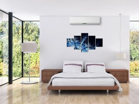 Obraz ciemnoniebieskiego kwiatu (125x70 cm)