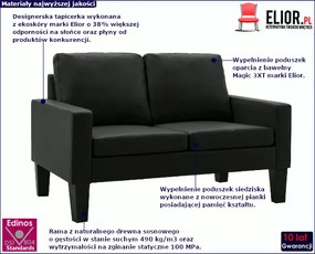 Nowoczesna czarna sofa dwuosobowa - Clorins 2X