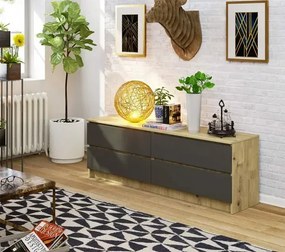 Komoda z szufladami do salonu dąb artisan + grafit - Daria