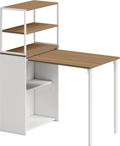 HOMCOM Biurko składane z 4 półkami Biurko komputerowe Stół do pracy 105 x 60 x 127 cm Drewno naturalne | Aosom PL