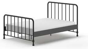 Czarne metalowe łóżko ze stelażem 140x200 cm BRONXX – Vipack