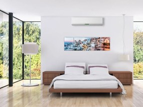 Obraz - Zmierzch na Santorini (170x50 cm)