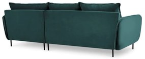 Morska narożna aksamitna sofa prawostronna Cosmopolitan Design Vienna
