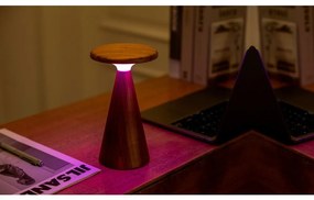 Lampa stołowa LED w ciemnym naturalnym kolorze z drewnianym kloszem (wysokość 21 cm) Sylva – Gingko