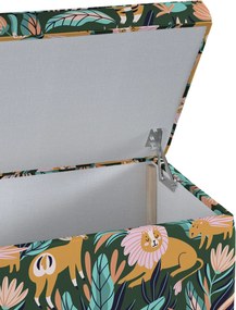 Skrzynia tapicerowana kolor pomarańczowy tkanina wzorzysta