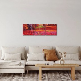Obraz czerwonego krajobrazu (z zegarem) (90x30 cm)