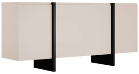 Komoda 4-drzwiowa z MDF - Beżowy i Czarny - LUVONIA