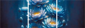 Obraz - Lilie wodne pod powierzchnią (z zegarem) (90x30 cm)