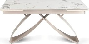 Stół Rozkładany Prostokątny LUIGI 160-240 cm Ceramiczny Biały Marmur/Kaszmir do Jadalni Japandi