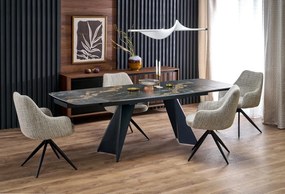 Stół rozkładany ARMANI 165(241)x90 czarny marmur/czarny HALMAR