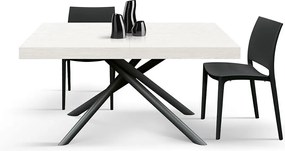 Stół drewniany, wykończenie białe, podstawa metalowa w kolorze antracytowym, 180×90–260×90 cm - CARRARA