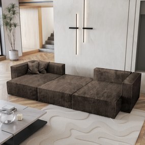 Masseno Narożnik SARMO z funkcją spania i pojemnikiem na pościel Narozniki U, Rozkładana sofa - Brązowy, POSO 06