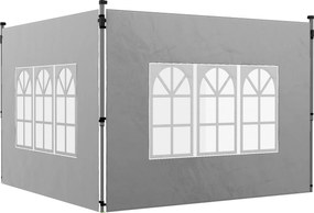 Outsunny Zestaw 2 szt. ścianki boczne do pawilonu 3x3/3x4 m, ścianka z oknem, wodoodporne, jasnoszary | Aosom PL