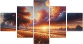 Obraz – Zachód słońca na polu (125x70 cm)