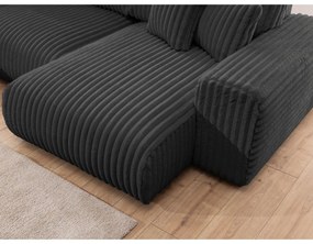 Ciemnoszary sztruksowy narożnik (lewostronny/w kształcie litery U) Justin – Ropez