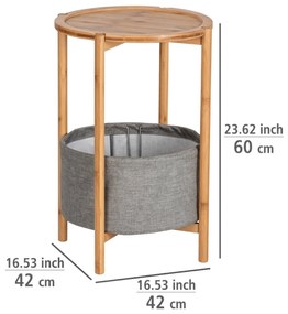 Stolik pomocniczy BAHARI, bambusowy, z materiałowym koszem do przechowywania, okrągły, WENKO
