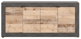 Komoda Czterodrzwiowa BLAGO 180 cm Surowy Dąb/Czarny Loft