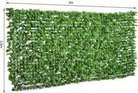 Outsunny Sztuczny Żywopłot Parawan Dekoracyjny Jasnozielony 300x150cm do Tarasu i Ogrodu | Aosom PL