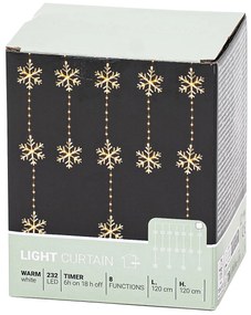 Kurtyna świetlna zewnętrzna Snowflakes, 120x120cm, LED ciepła biała, timer, 8 funkcji, 120 cm