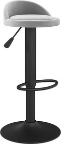 Taboret Barowy Jasnoszary Aksamitny Styl Nowoczesny Regulowana Wysokość