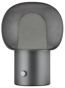 Antracytowa aluminiowa lampa stołowa LED ze szklanym kloszem (wysokość 32 cm) Iris – Blomus