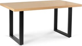 Stół Prostokątny Rozkładany EDWIN 160-260 cm Dąb Złoty/Czarny do Jadalni Loft
