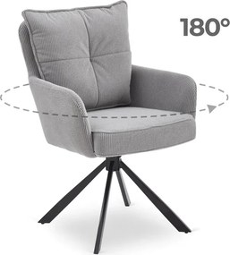Krzesło Tapicerowane Obrotowe do Salonu CITY Szare Sztruksowe Loft