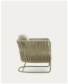 Zielony metalowy fotel ogrodowy Saconca – Kave Home