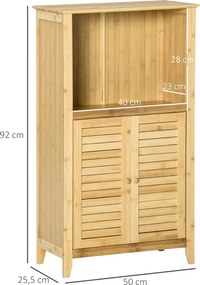 HOMCOM Szafka łazienkowa z bambusa z półkami i drzwiczkami stylowa i praktyczna | Aosom PL