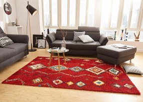Dywan shaggy Nomadic Etno czerwony 80 cm x 150 cm