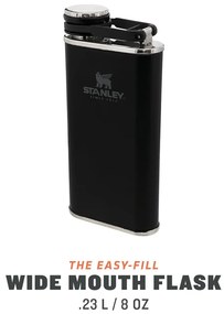 Czarna piersiówka ze stali nierdzewnej 230 ml Easy-Fill width mouth Flash – Stanley