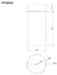 Umywalka betonowa wolostojąca bez otworu na baterię DELIS | Różne kolory : Kolor - Biały (beton)