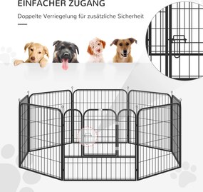 PawHut Wybieg dla szczeniąt metalowy z drzwiami konfigurowalny czarny 79x79cm | Aosom PL