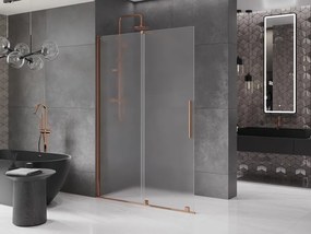 Mexen Velar ścianka prysznicowa rozsuwana Walk-in 130 x 200 cm, szron 8 mm, różowe złoto - 871-130-000-33-60