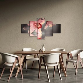 Obraz - Kwiaty i motyl (125x70 cm)