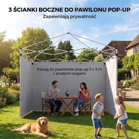 Outsunny 3-częściowy zestaw bocznych ścian z zamknięciem na suwak do pawilonu 3x3 m, ciemnoniebieski | Aosom PL