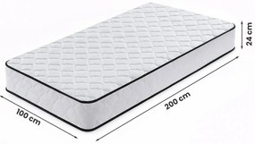 Biały materac do łóżka z pokrowcem 100x200 D1-C64