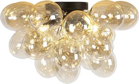 Inteligentna lampa sufitowa czarna z bursztynowym szkłem, 6-punktowa, z 6 żarówkami WiFi G9 - Uvas