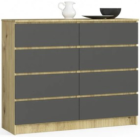 Komoda z szufladami dąb artisan + grafit - Sarleto 3X
