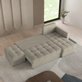 Masseno Narożnik LUMARI z funkcją spania i pojemnikiem na pościel Narozniki L, Rozkładana sofa - Beżowy, PAROS 02