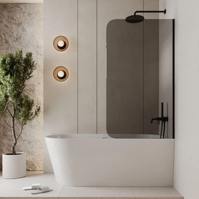 Parawan nawannowy prostokątny MOLIS Round Grafit szkło grafitowe | Różne rozmiary : Kolor profili kabiny - złoty, Rozmiar - 70x140 cm