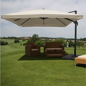 Obrotowy parasol wspornikowy MCW-A96 III, Klapa, kremowo-szary ze stojakiem, obrotowy