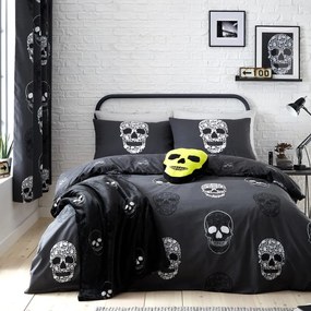 Ciemnoszara pościel dziecięca dwuosobowa 200x200 cm Skulls – Catherine Lansfield
